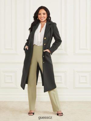 GUESS Czech Republic - GUESS Francesca London Coat Chenille Green ženy 2BRD1819 oblečení