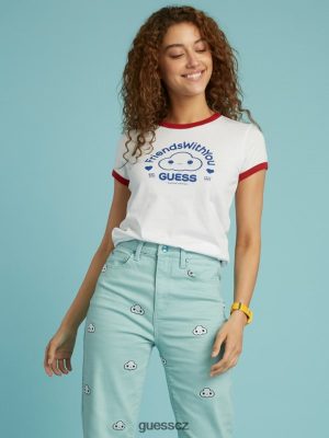 GUESS Czech Republic - GUESS Friendswithyou Ringer Tee Čistá bílá multi unisex 2BRD1348 oblečení