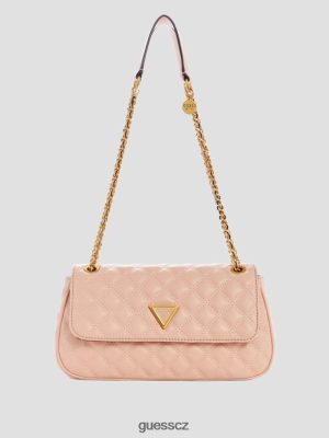 GUESS Czech Republic - GUESS Giully prošívaný kabriolet crossbody meruňkový krém ženy 2BRD2779 tašky