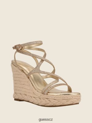 GUESS Czech Republic - GUESS Hirani Strappy Espadrille klíny GLD-1 zlato ženy 2BRD3499 obuv