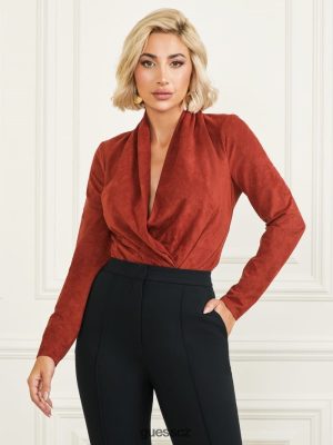 GUESS Czech Republic - GUESS Hudson Bodyit Tmavý jam červená ženy 2BRD1468 oblečení