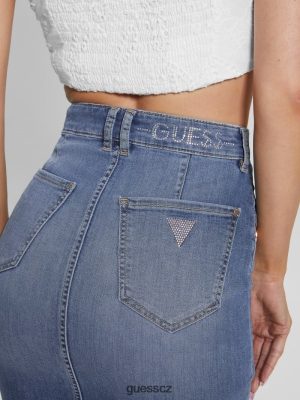 GUESS Czech Republic - GUESS Iolonda džínové sukně Peří obloha ženy 2BRD52 oblečení