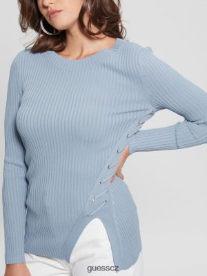 GUESS Czech Republic - GUESS Irmine kulatý krk svetr nahoře Sky soumrak ženy 2BRD1714 oblečení