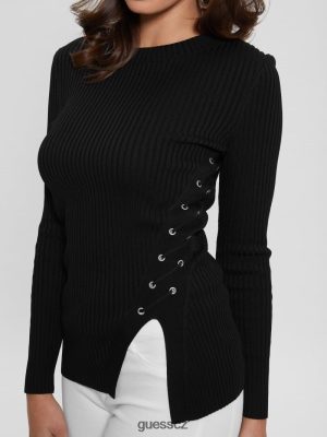 GUESS Czech Republic - GUESS Irmine kulatý krk svetr nahoře černý ženy 2BRD1519 oblečení