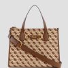 GUESS Czech Republic - GUESS Izzy Jacquard Logo Tote Brown Multi ženy 2BRD2782 tašky