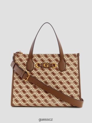 GUESS Czech Republic - GUESS Izzy Jacquard Logo Tote Brown Multi ženy 2BRD2782 tašky
