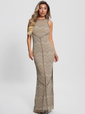 GUESS Czech Republic - GUESS Janet šaty ořechová skořápka ženy 2BRD301 oblečení