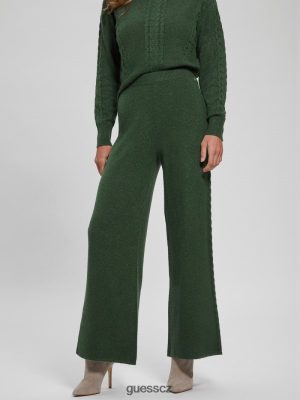 GUESS Czech Republic - GUESS Kabelové kalhoty Teresa Wide-Leg Moss Mat ženy 2BRD2350 oblečení