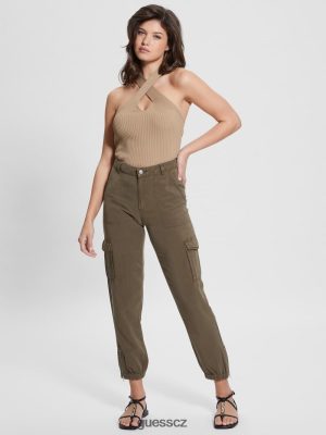 GUESS Czech Republic - GUESS Kalhové kalhoty Bowie Chino Asfalt Green Multi ženy 2BRD2014 oblečení