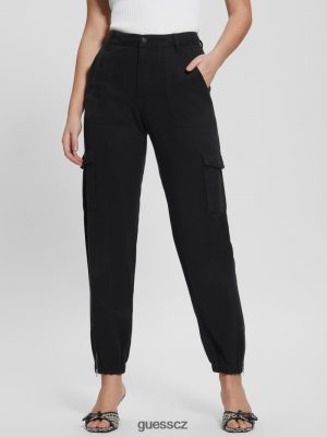 GUESS Czech Republic - GUESS Kalhové kalhoty Bowie Chino Jet Black Multi ženy 2BRD2098 oblečení