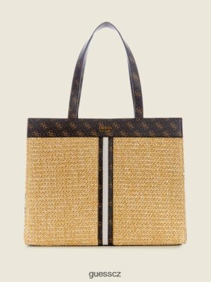 GUESS Czech Republic - GUESS Kasinta Raffia Tote Bleu/Bella Sera Wash ženy 2BRD3118 tašky