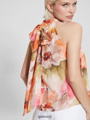 GUESS Czech Republic - GUESS Katia tištěná ohlávka top Acquarelle Bloom Print ženy 2BRD952 oblečení