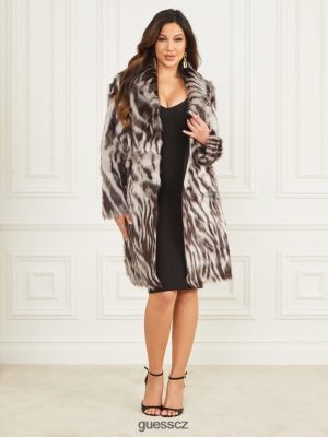 GUESS Czech Republic - GUESS Kouř a zrcadla faux-fur kabát kouř a zrcadla abstraktní ženy 2BRD1888 oblečení