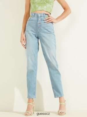 GUESS Czech Republic - GUESS Krajky exponované tlačítko máma džíny zelená krajková mytí ženy 2BRD214 oblečení