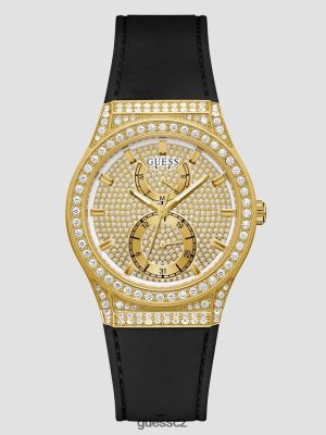 GUESS Czech Republic - GUESS Krystal silikonové multifunkční hodinky Zlatý tón a černá ženy 2BRD3637 příslušenství