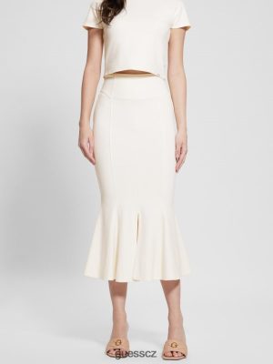 GUESS Czech Republic - GUESS LONGUETTE LOUST SKIRT krémová bílá ženy 2BRD1999 oblečení