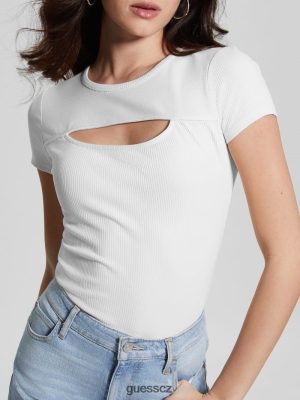 GUESS Czech Republic - GUESS Lana Rib Top krémová bílá ženy 2BRD1213 oblečení