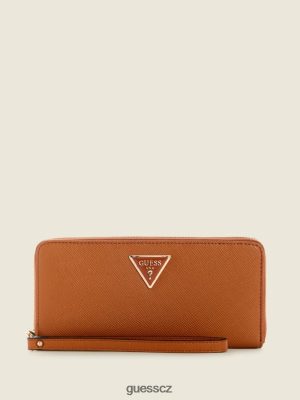 GUESS Czech Republic - GUESS Laurel velká peněženka na zip lehký koňak ženy 2BRD3160 tašky