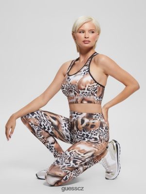 GUESS Czech Republic - GUESS Legíny Eco Adrianna Anivier Plicidní leopard tisk ženy 2BRD2434 oblečení