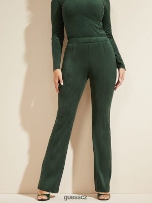 GUESS Czech Republic - GUESS Leonie Pant Chenille Green ženy 2BRD2428 oblečení