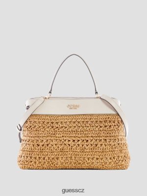 GUESS Czech Republic - GUESS Liguria Crochet Straw Satchel bílý ženy 2BRD2953 tašky