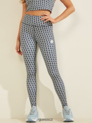 GUESS Czech Republic - GUESS Logo Logo Leggings Alover GJ Blue Combo ženy 2BRD2527 oblečení