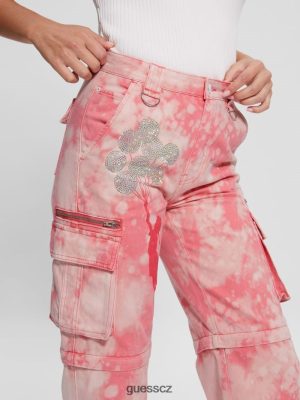 GUESS Czech Republic - GUESS Malia Convertible Wide-Leg Cargo kalhoty Ranní růžové barvivo ženy 2BRD2044 oblečení