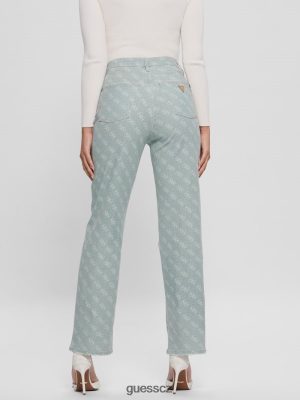 GUESS Czech Republic - GUESS Melrose quattro g tiskové džíny mlhavá zelená ženy 2BRD283 oblečení