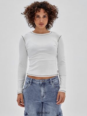 GUESS Czech Republic - GUESS Originály s dlouhým rukávem čistá bílá unisex 2BRD1375 oblečení