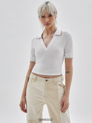 GUESS Czech Republic - GUESS Originals Collared Top čistá bílá unisex 2BRD1084 oblečení