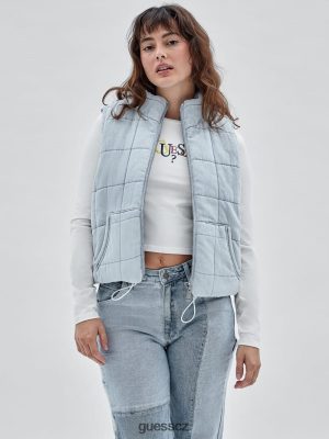 GUESS Czech Republic - GUESS Originals Denim Puffer Vest Go Venice Lt Wash unisex 2BRD1276 oblečení
