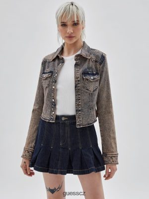 GUESS Czech Republic - GUESS Originals Denim Western Jacket Jděte růžové kyseliny ženy 2BRD1843 oblečení