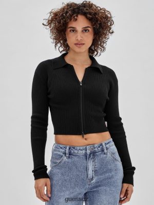 GUESS Czech Republic - GUESS Originals Eco Dual-Zip svetr černý unisex 2BRD1201 oblečení