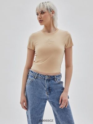 GUESS Czech Republic - GUESS Originals Logo Baby Tee portrét Beige ženy 2BRD1378 oblečení