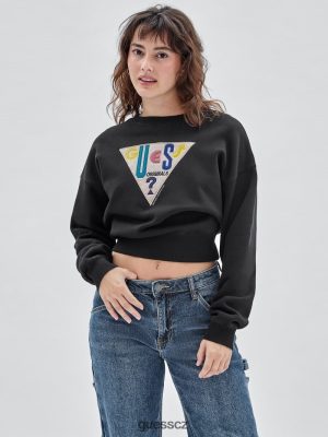 GUESS Czech Republic - GUESS Originals Logo CrewNeck Publiver černý unisex 2BRD1381 oblečení