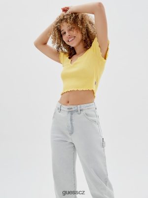 GUESS Czech Republic - GUESS Originals V-Notched Baby Tee máslová kukuřice unisex 2BRD1351 oblečení