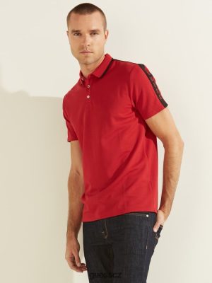 GUESS Czech Republic - GUESS Pique Logo Tape Polo Chili Red muži 2BRD4090 oblečení