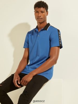 GUESS Czech Republic - GUESS Pique Logo Tape Polo Elektrický safír muži 2BRD4093 oblečení