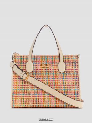GUESS Czech Republic - GUESS Silvana barevná sláma tote Bílé více ženy 2BRD2950 tašky