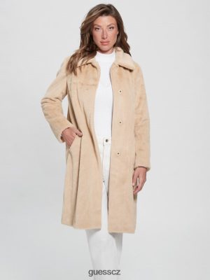 GUESS Czech Republic - GUESS Simmone Faux-Fur Coat Foamy Taupe ženy 2BRD1918 oblečení