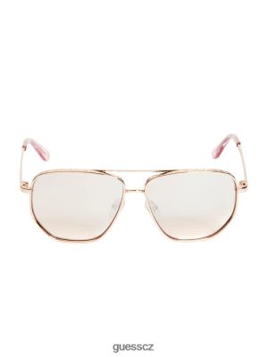GUESS Czech Republic - GUESS Sluneční brýle Kelly Aviator Lesklé růžové zlato/Bordeaux ženy 2BRD3694 příslušenství