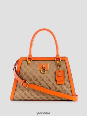 GUESS Czech Republic - GUESS Stephi Jacquard Logo přítelkyně Satchel Latte logo/oranžová ženy 2BRD2980 tašky