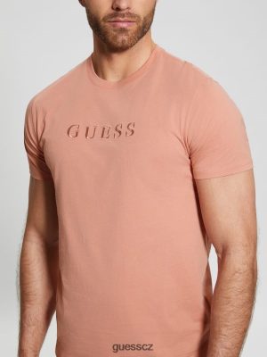 GUESS Czech Republic - GUESS Vyšívané logo Tee Satén Rose muži 2BRD4024 oblečení