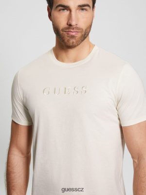 GUESS Czech Republic - GUESS Vyšívané logo Tee vanilkový krém muži 2BRD4075 oblečení