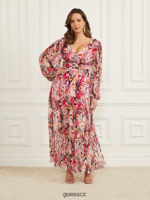 GUESS Czech Republic - GUESS Wonderland plisoval maxi šaty Wonderland Print ženy 2BRD559 oblečení