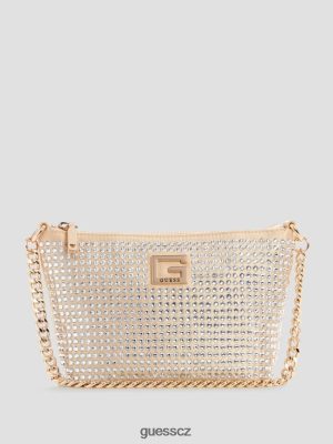 GUESS Czech Republic - GUESS Zlacený kousek z Gilded Glamour Mini Top-Zip bledé zlato ženy 2BRD3004 tašky