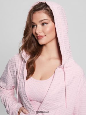 GUESS Czech Republic - GUESS aktivní sako na zip G-EMBOSSED vyplavený špendlík ženy 2BRD1822 oblečení