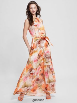 GUESS Czech Republic - GUESS Šaty Katia Halter Maxi Acquarelle Bloom Print ženy 2BRD514 oblečení