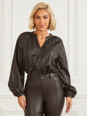 GUESS Czech Republic - GUESS foxton blůza tmavá pečeně ženy 2BRD1456 oblečení