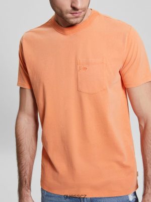 GUESS Czech Republic - GUESS kapesní tričko Saffron Peach Multi muži 2BRD4060 oblečení